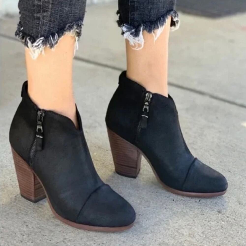 Rag & Bone Margot Black Italian Leather Stacked Heel Ankle Boots
